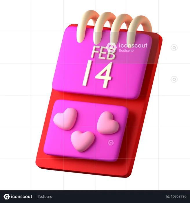 Calendar Valentine  3D Icon