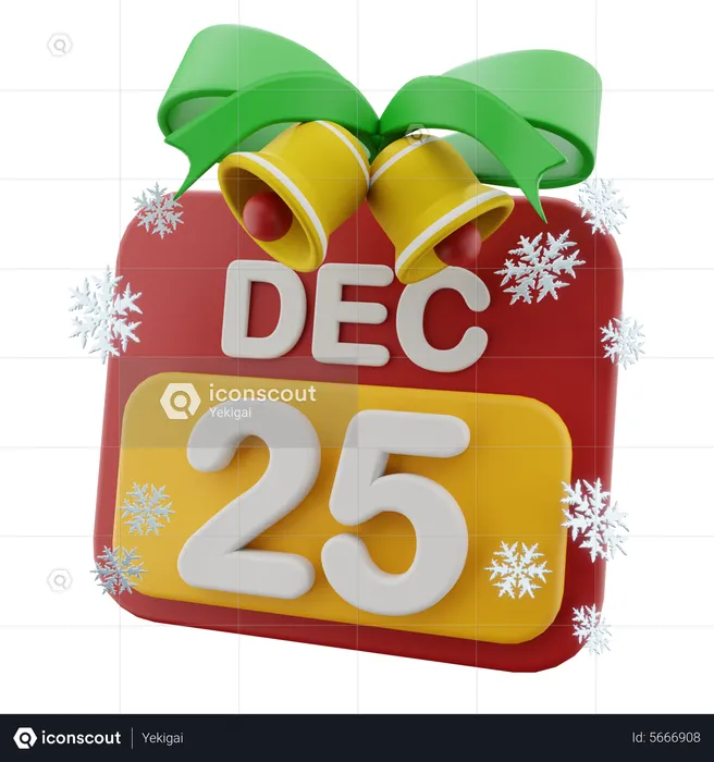 Calendar With Jingle Bell  3D Icon