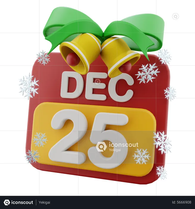 Calendar With Jingle Bell  3D Icon