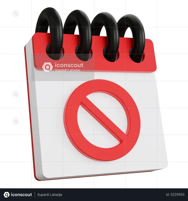 Calendar With Prohibition Sign  3D Icon