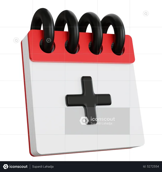 Calendar With Sign Plus  3D Icon