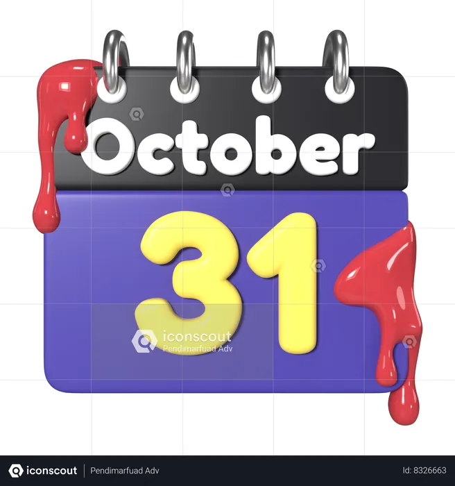 Calendario 31 de octubre  3D Icon