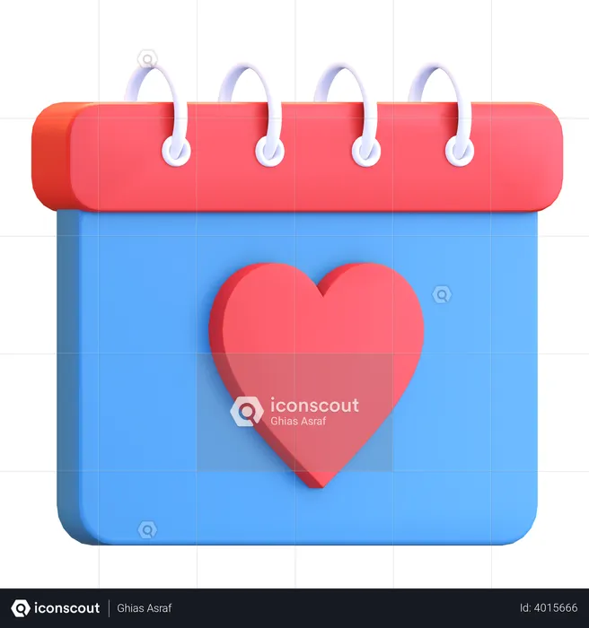 Calendário de amor  3D Icon