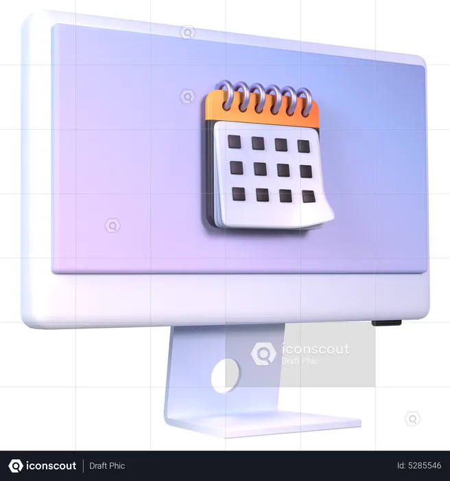 Calendario de computadora  3D Icon