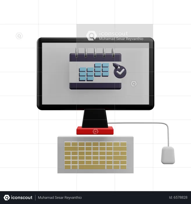 Calendário de computador  3D Icon