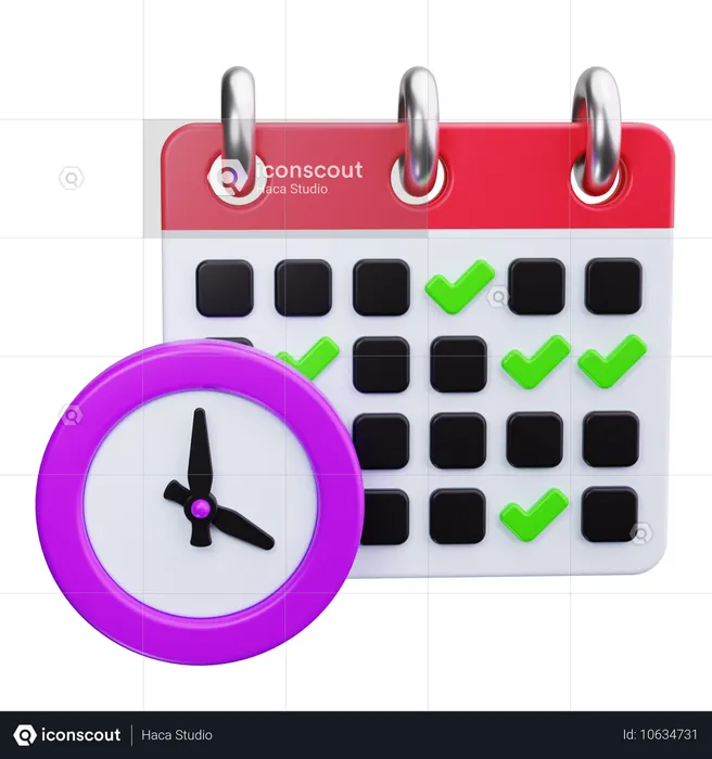 Calendario con fecha límite marcada  3D Icon