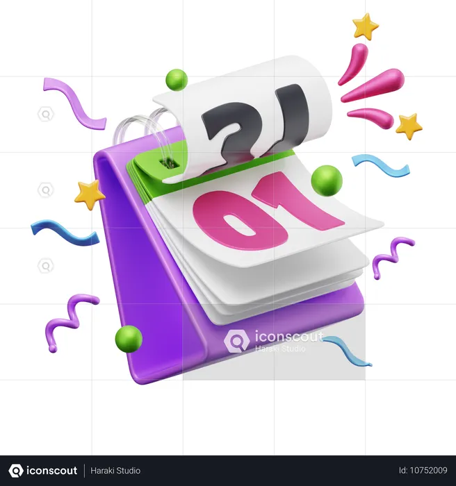 Calendário de ano novo  3D Icon