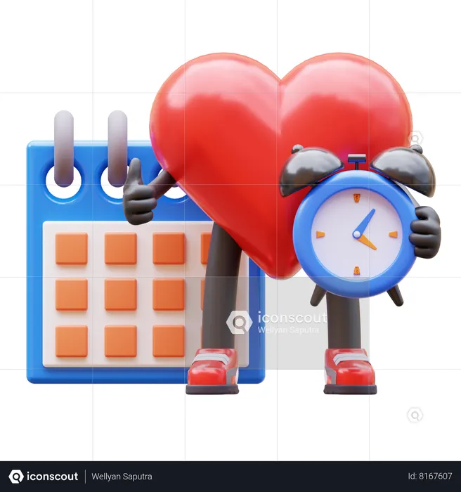 Horario de creación de personajes de corazón  3D Icon