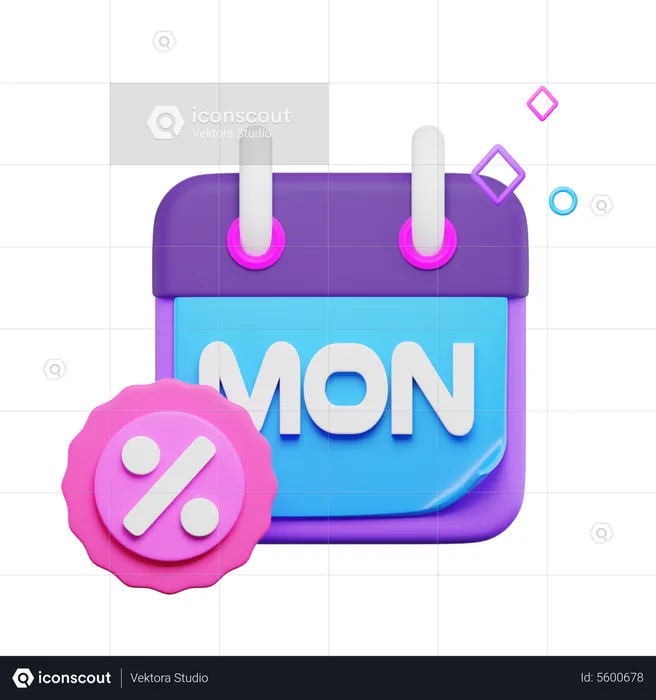 Calendário de descontos de segunda-feira  3D Icon