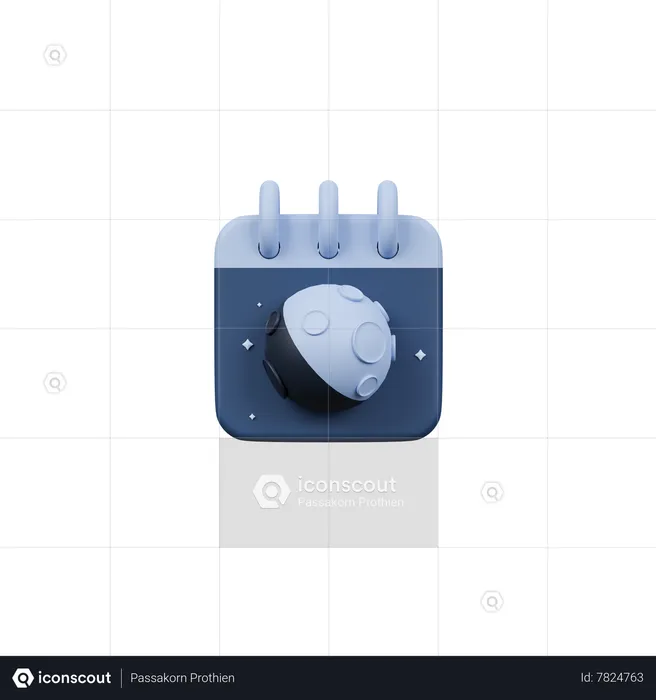 Calendario de fases lunares gibosas crecientes  3D Icon