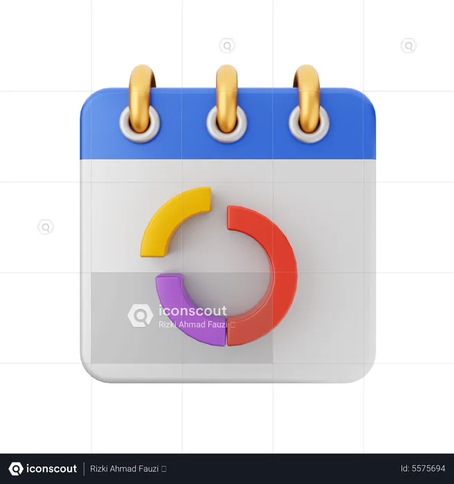 Calendario de gráficos de anillos  3D Icon