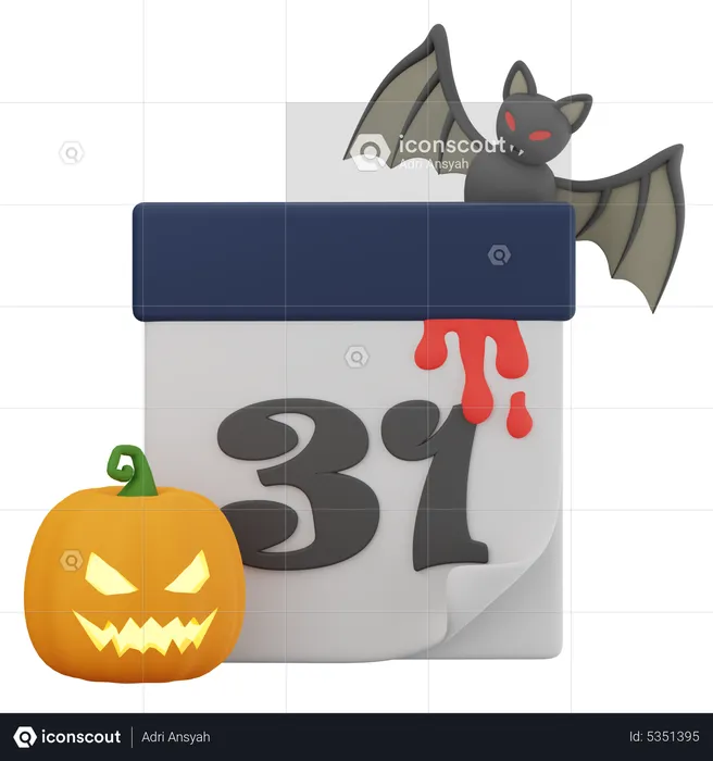 Calendário de Halloween  3D Icon