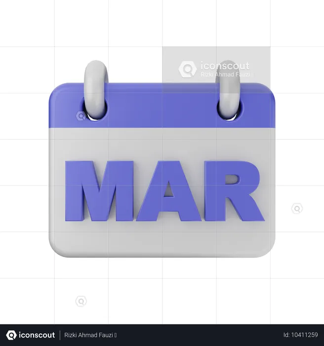 Calendário de março  3D Icon