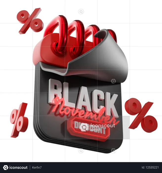 Calendário de novembro negro  3D Icon