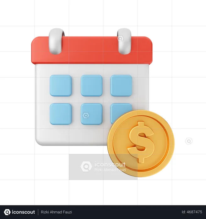 Calendario de pagos en dólares  3D Illustration