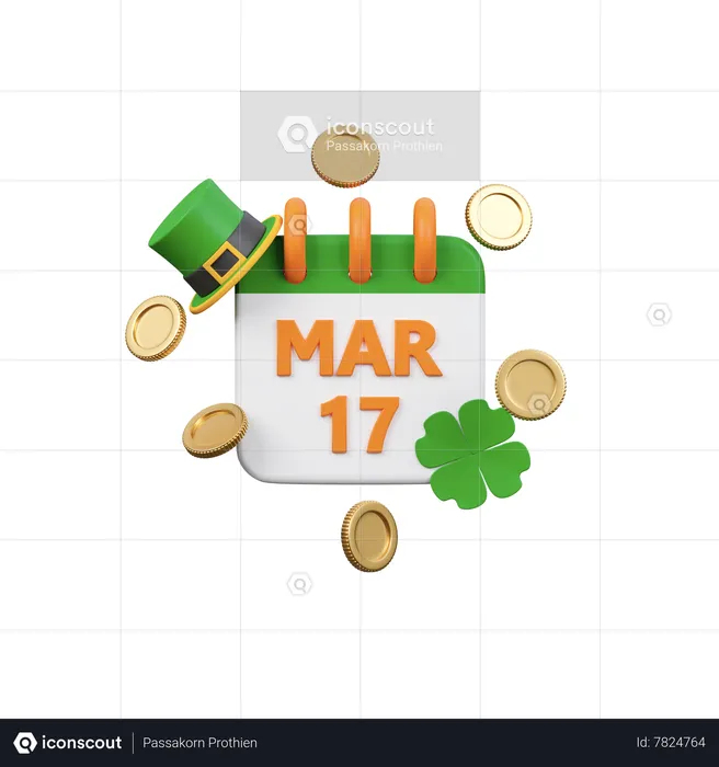 Calendario del día de san patricio  3D Icon