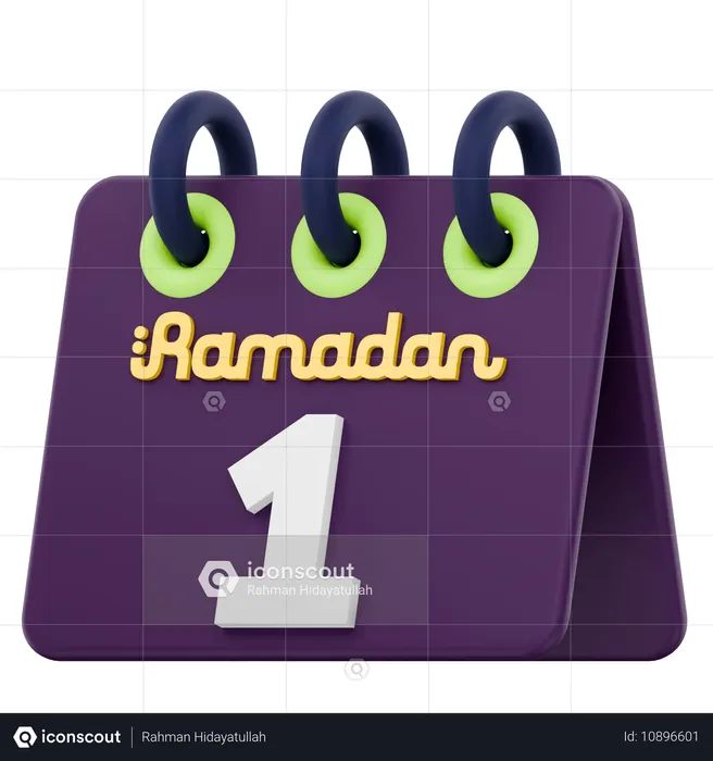 Primer día del calendario de Ramadán Celebración del Ramadán  3D Icon
