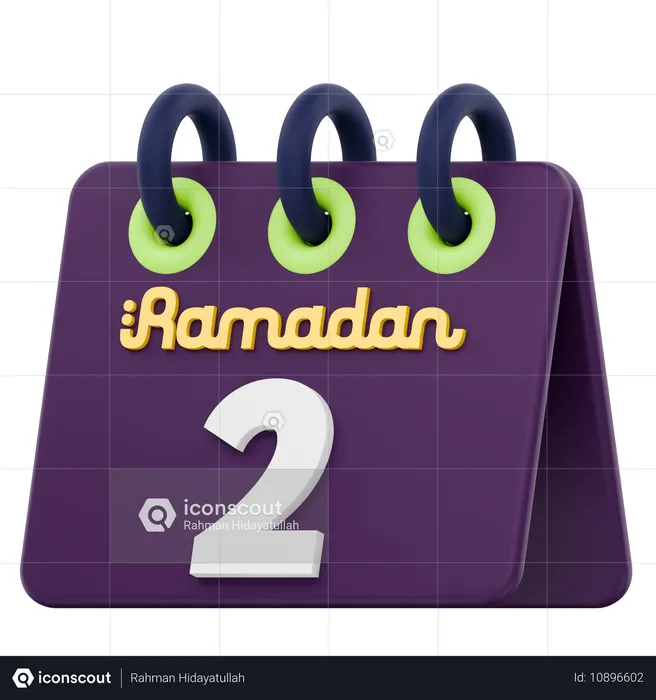 Segundo día del calendario de Ramadán Celebración del Ramadán  3D Icon