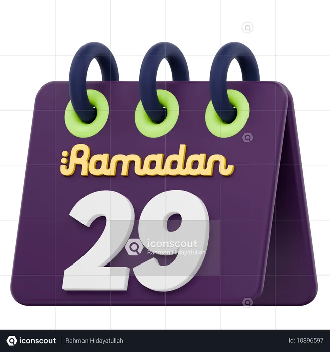 Calendario del trigésimo día del Ramadán Celebración del Ramadán  3D Icon