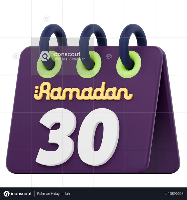 Calendario del trigésimo primer día del Ramadán Celebración del Ramadán  3D Icon