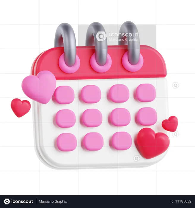 Calendário de amor  3D Icon