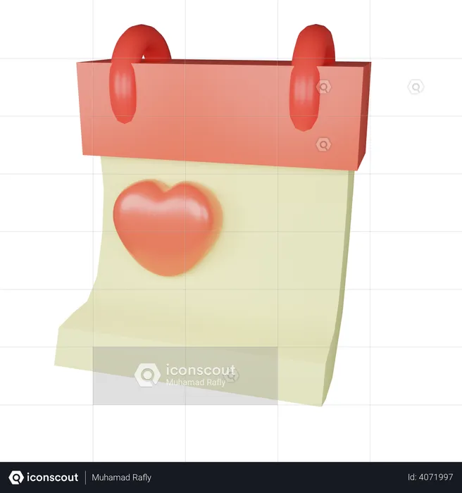 Calendário de amor  3D Illustration