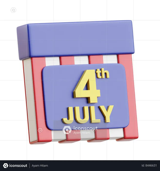 Calendário do dia da independência  3D Icon