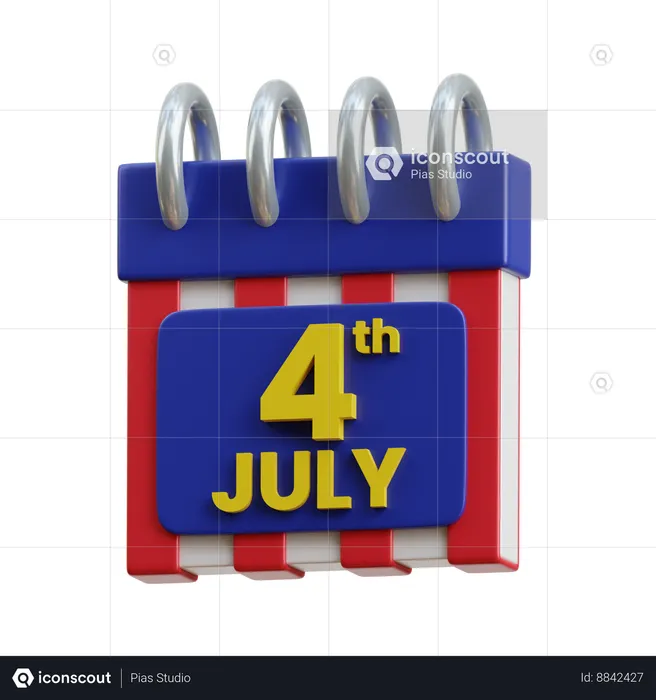 Calendário do dia da independência  3D Icon