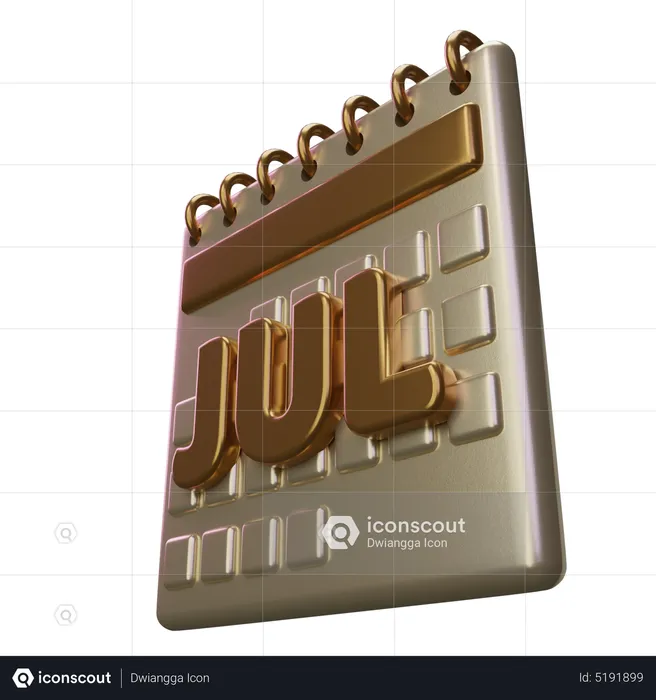 Calendário do mês de julho  3D Icon