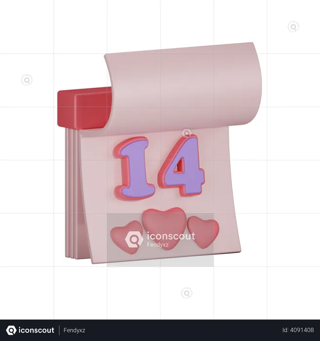 Calendário dos namorados  3D Illustration