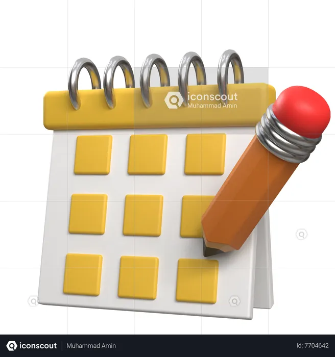 Calendário e lápis  3D Icon