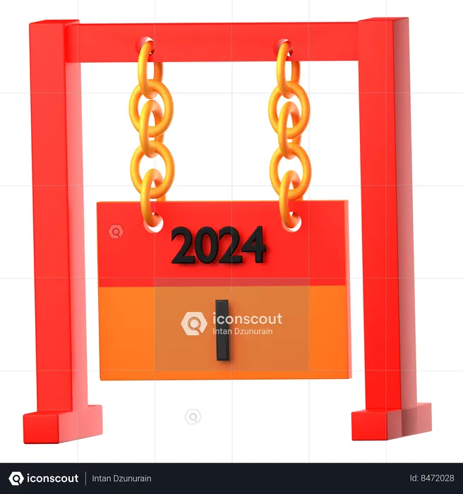 Calendário está mostrando o ano de 2024  3D Icon