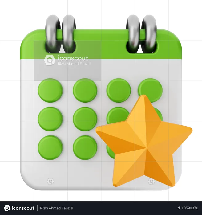 Calendário estrela  3D Icon