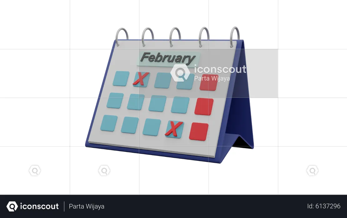 Calendario febrero  3D Icon