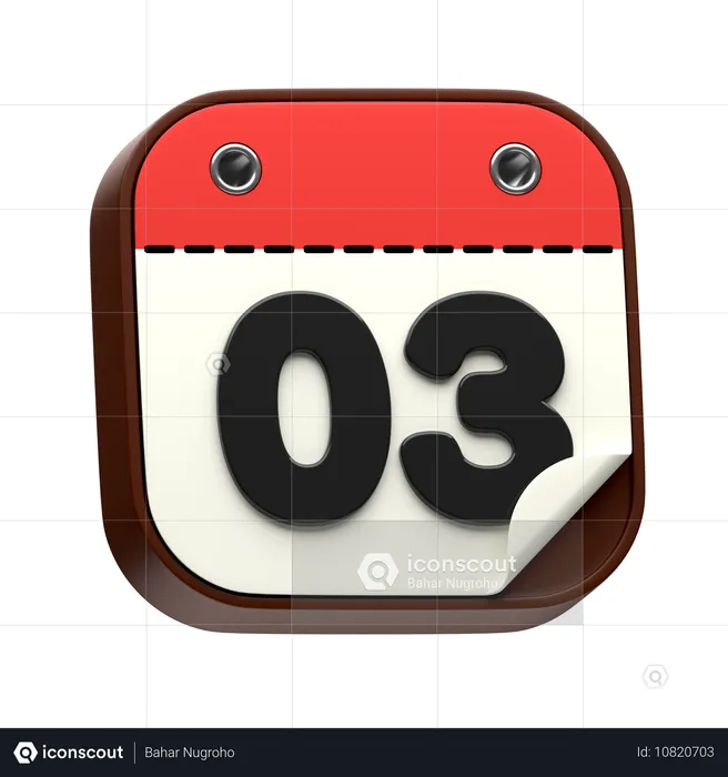 Fecha del calendario 03  3D Icon