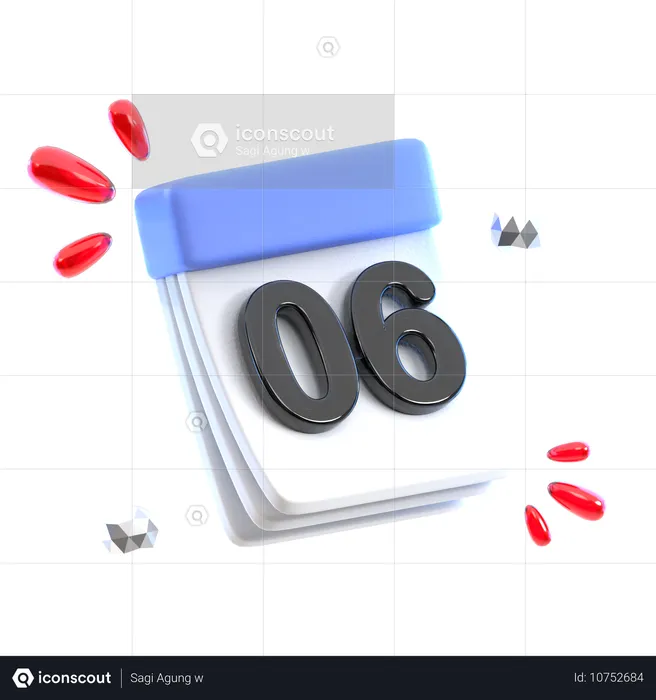 Fecha del calendario 06  3D Icon
