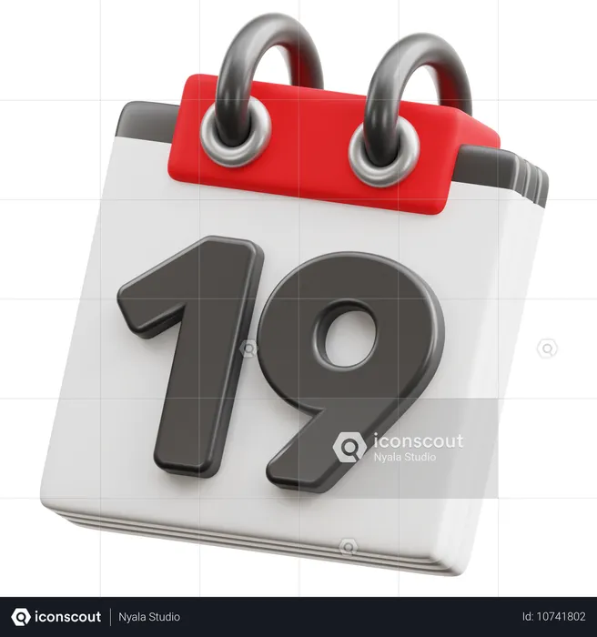 Fecha del calendario 19  3D Icon