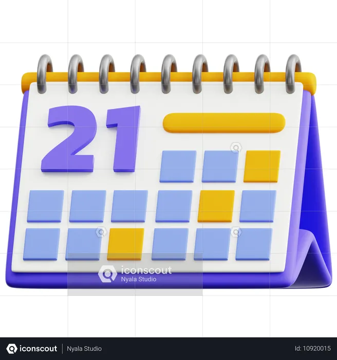 Fecha del calendario 21  3D Icon