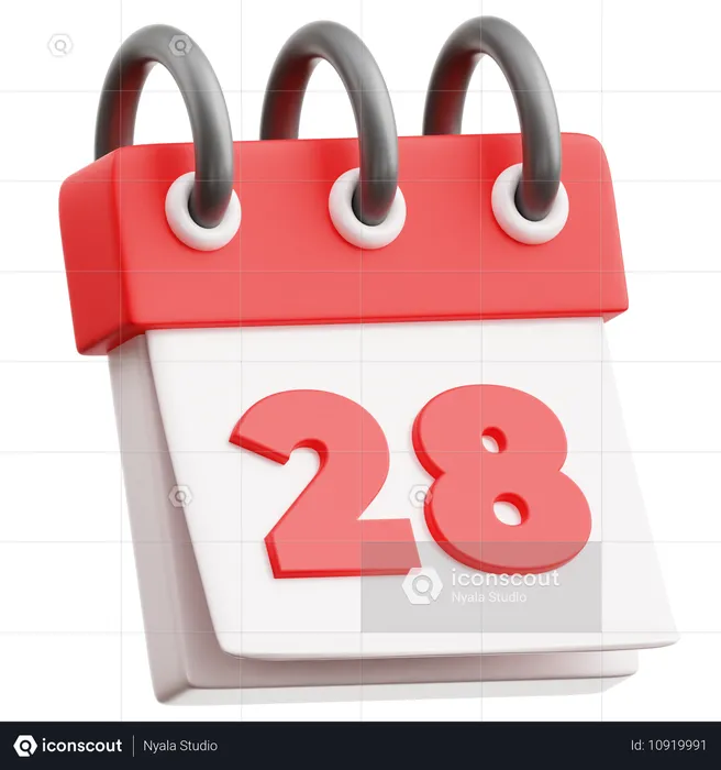 Fecha del calendario 28  3D Icon