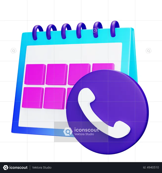 No calendário do telefone  3D Icon