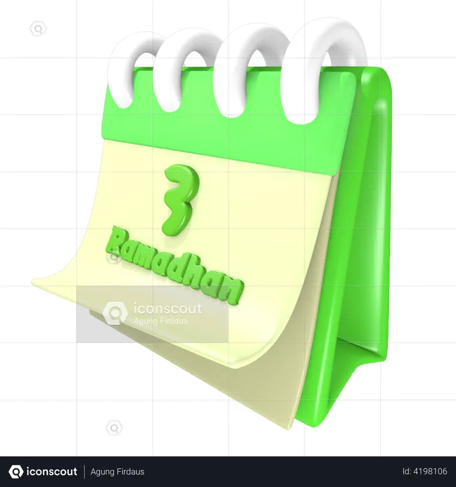 Calendario de ramadán 3 fecha  3D Illustration