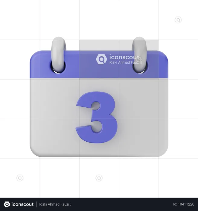 Calendrier à 3 dates  3D Icon