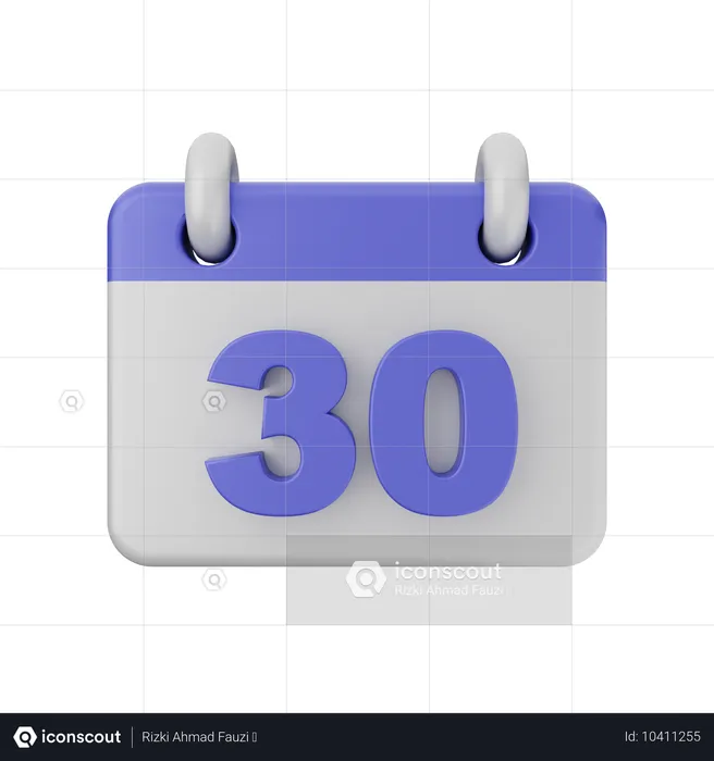 Calendrier de 30 dates  3D Icon