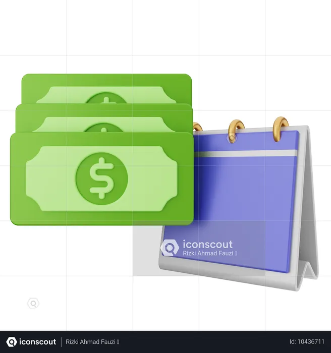 Calendrier argent dollar  3D Icon