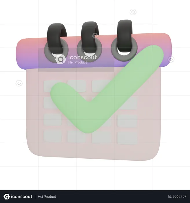 Le calendrier du calendrier s'est terminé avec succès  3D Icon