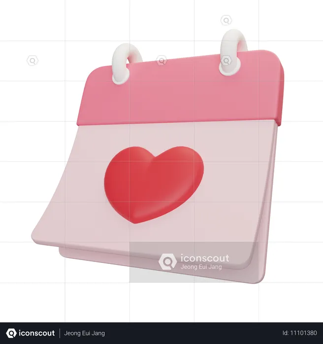 Calendrier coeur  3D Icon