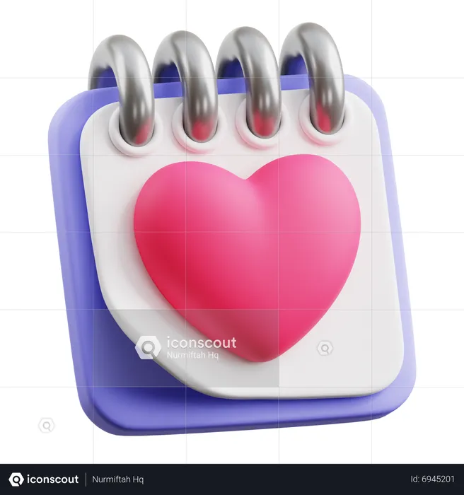 Calendrier coeur  3D Icon