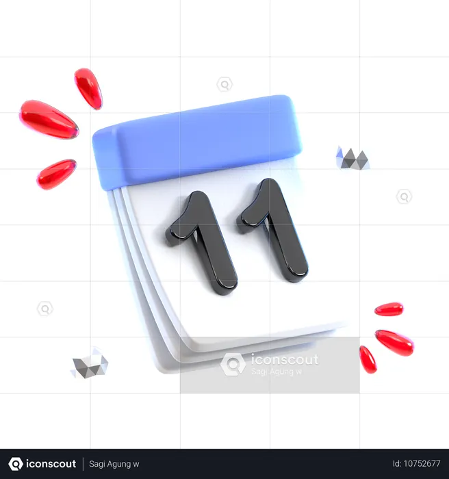 Date du calendrier 11  3D Icon