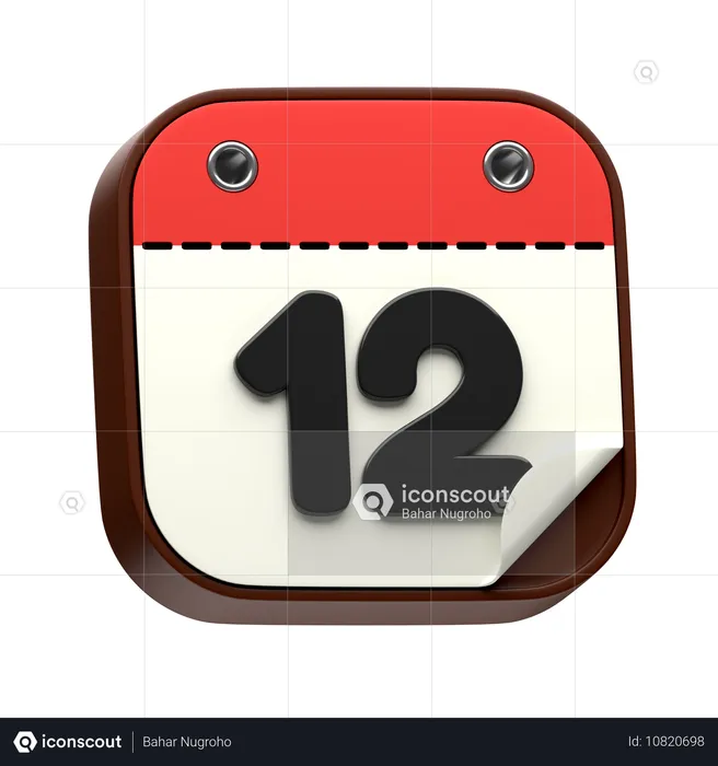 Date du calendrier 12  3D Icon