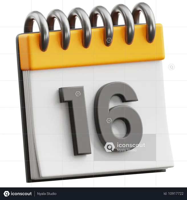 Date du calendrier 16  3D Icon